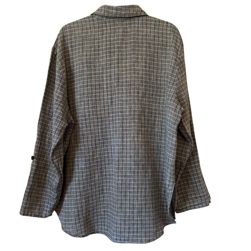 Vintage Flax by Joanne Engelhart Linen Windowpane Plaid Convertible Slv Top Sz S - Picture 6 of 13